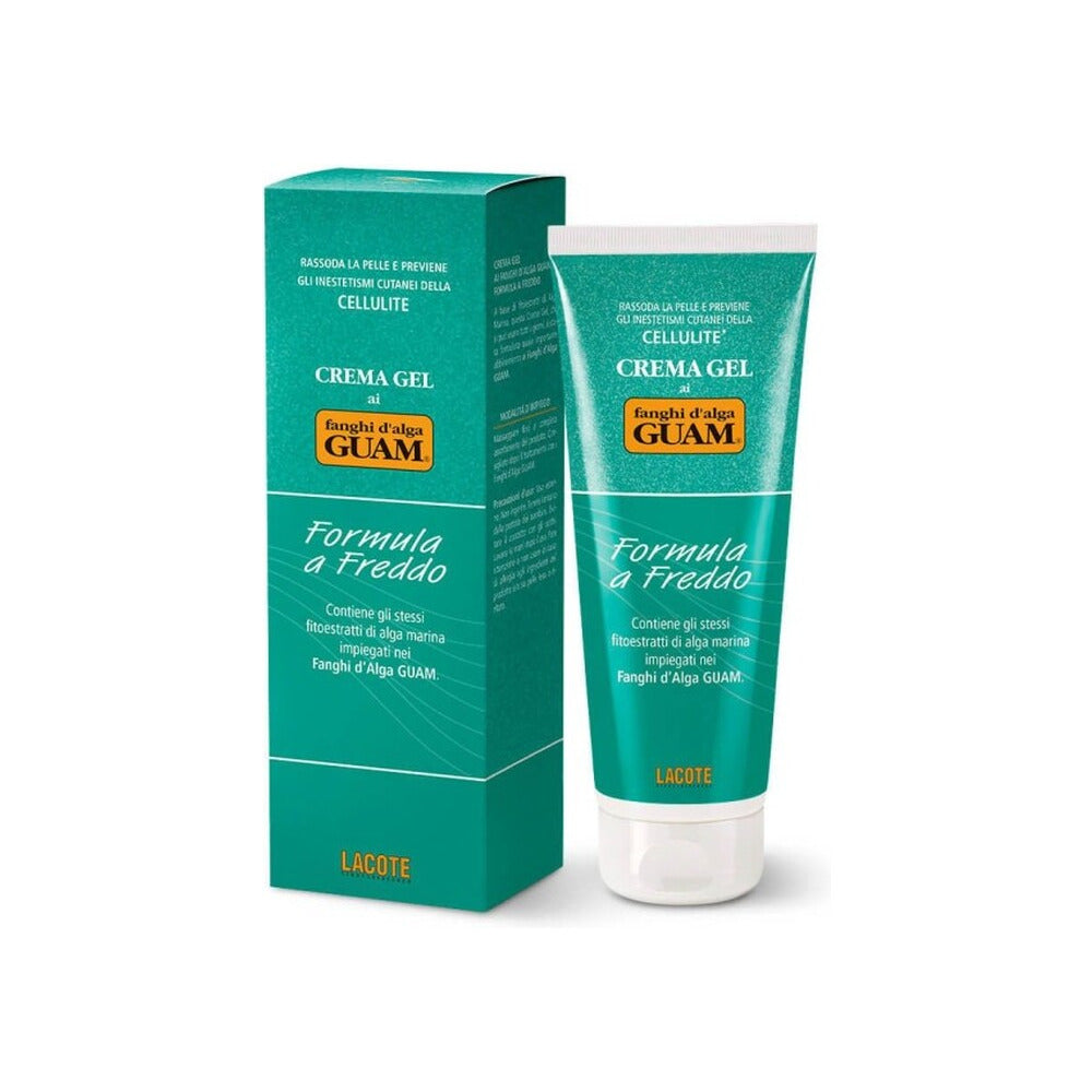 Hladilna krema gel za telo GUAM Fanghi d'Alga Formula a Freddo — osvežilni finisher po tretmaju oblog z morskimi algami, mentolom in citrusnimi esenčnimi olji, 250 ml