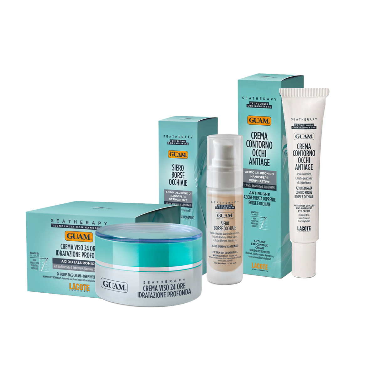 Paket za nego oči in vlaženje obraza – serum 30 ml, krema za predel okoli oči 15 ml in vlažilna krema 50 ml